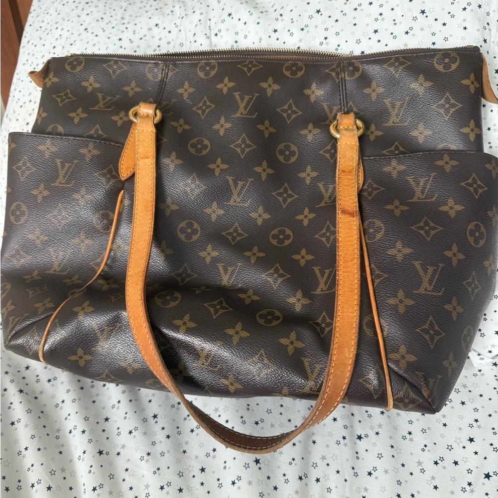 Louis Vuitton Brown Monogram Tote with Tan Straps